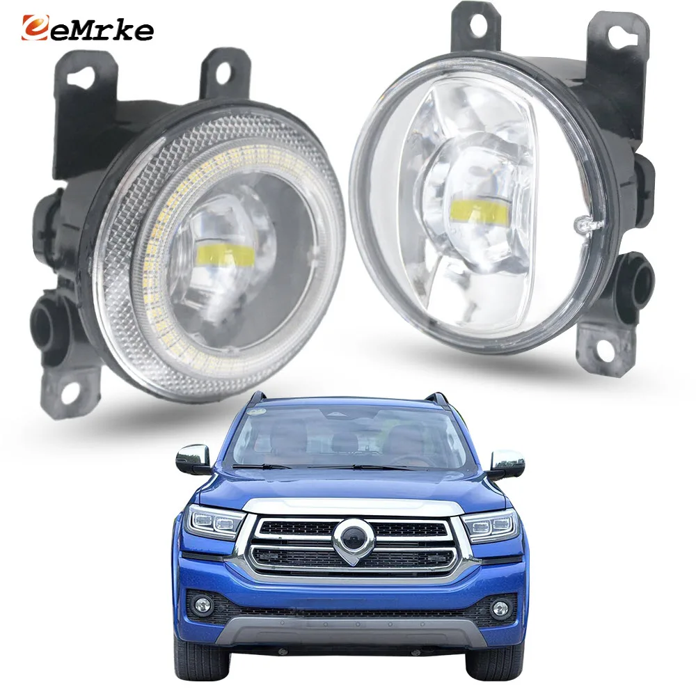 Left & Right LED Fog Light for Great Wall GWM Cannon, P Series P300 Poer 2025 Fog Driving Lamp Lens Add Angel Eye DRL Accessory