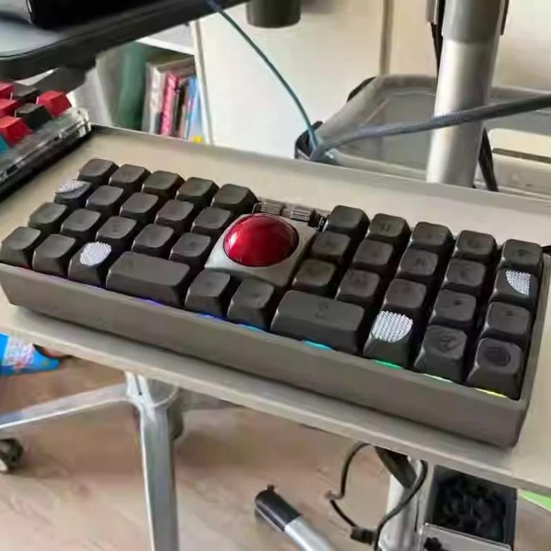 WK 40 BALL Wired Compact Split Keyboard/Kit with Trackball RGB Ergonomic Supports Remapping Keys for Vial Separate Mouse Buttons