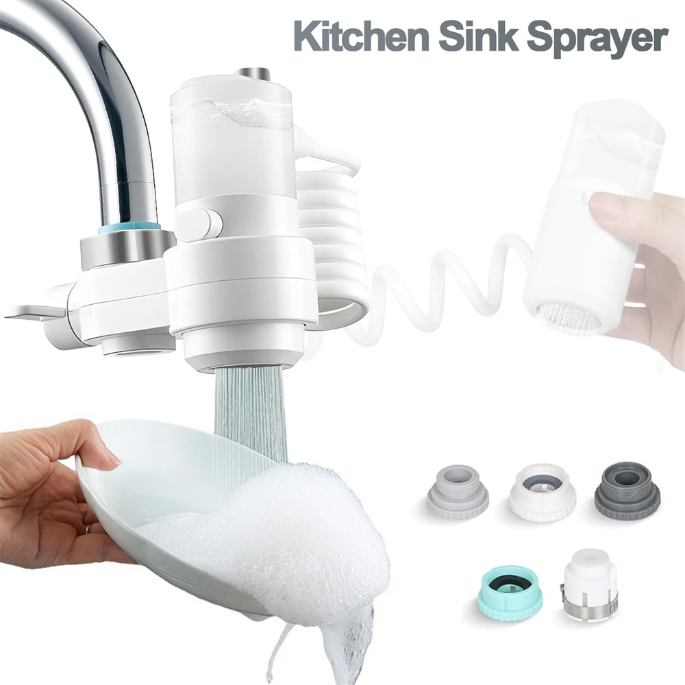 Sink Hose Sprayer with Faucet Extension Tubes Kitchen Sink Mixer Tap Sprayer Head Filtered Water Tap Replaceable Water Tap