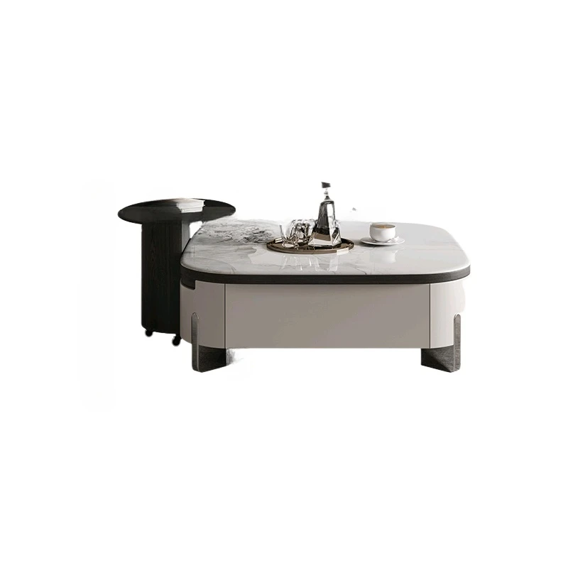 

Square coffee table with drawers Multifunctional living room Light luxury Modern simple microcrystalline stone coffee table