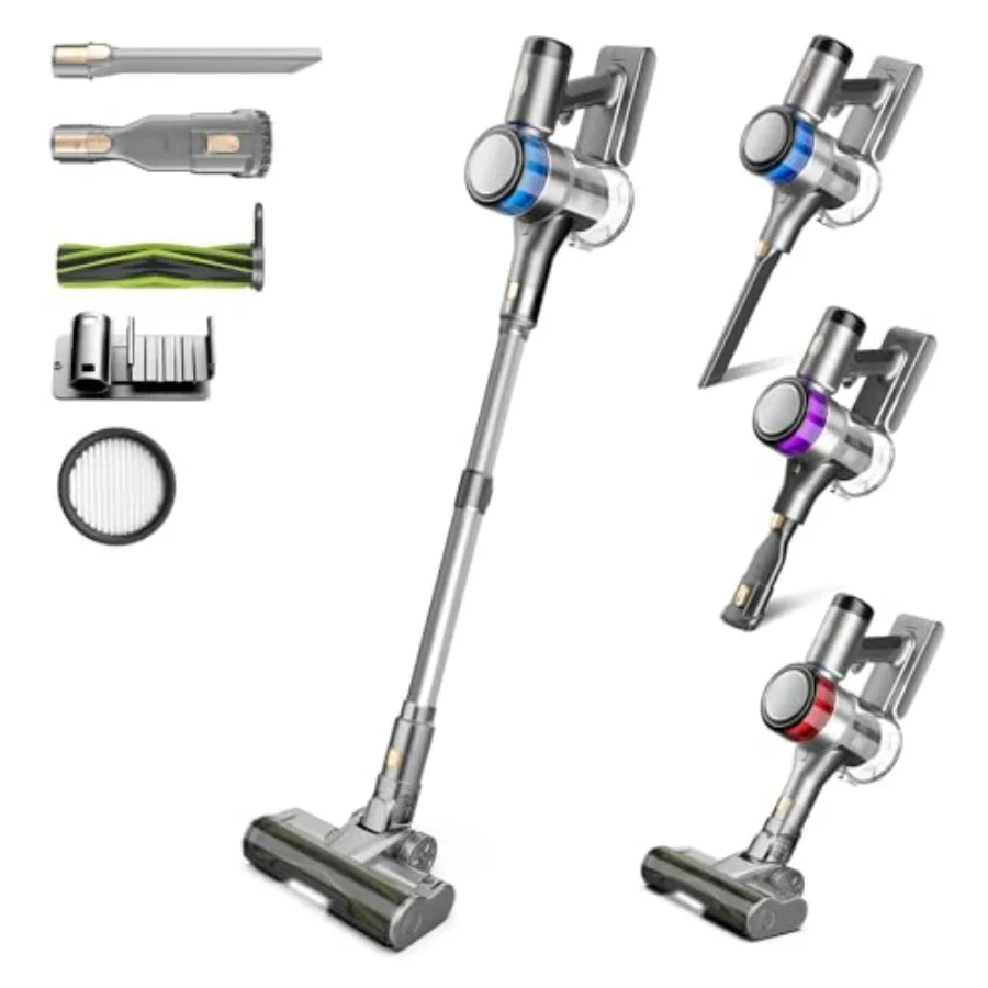 S9X Cordless Stick Vacuum Cleaner for Home 400W 50KPa Gray Up to 55 Mins Runtime Smart Induction Auto-Adjustment Rechargeable B