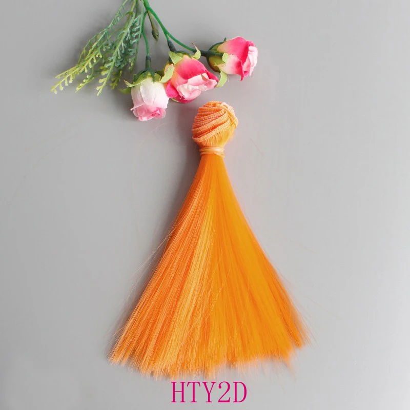 1pcs doll hair 15cm 25cm Pink Yellow Purple Green Blue color straight doll wigs for Russian handmade diy accessory
