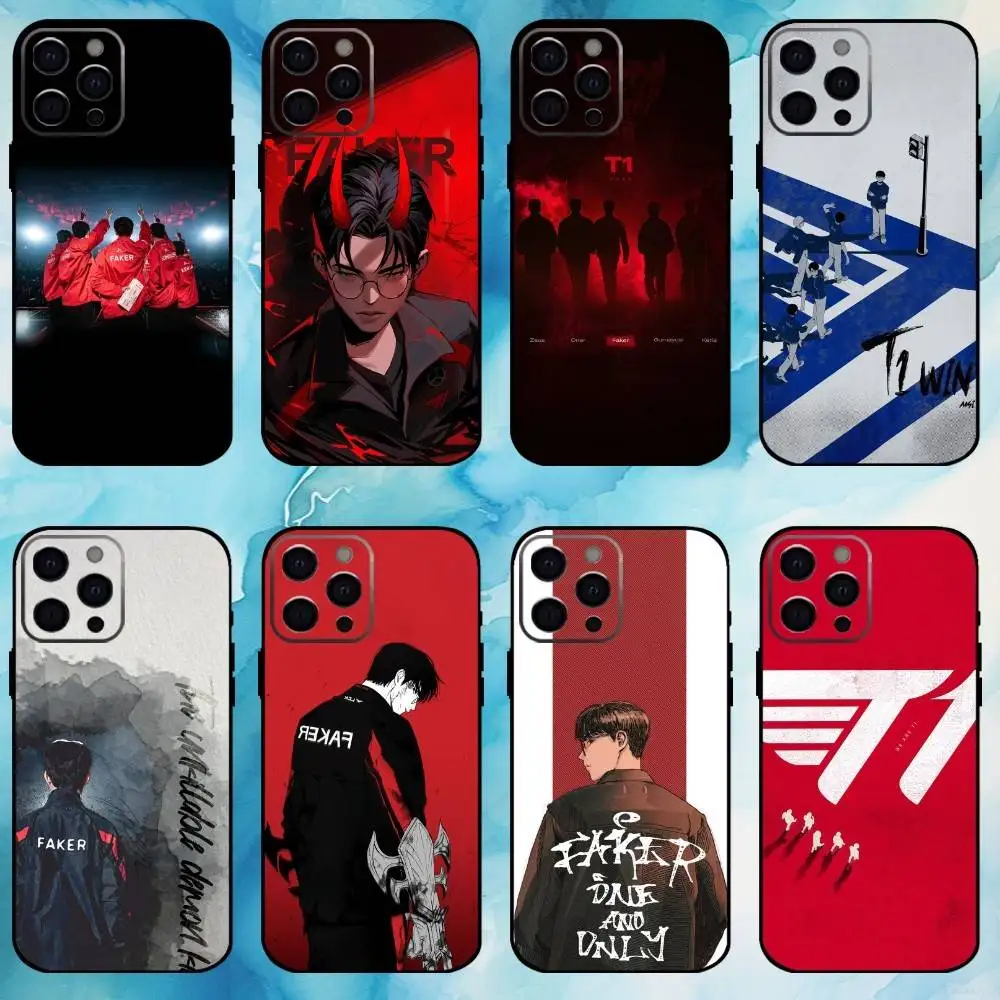 Funda de teléfono SKT T1 Faker L-LOL para iPhone17,16,15,14,13,12,11 Plus,Pro Max, funda negra suave