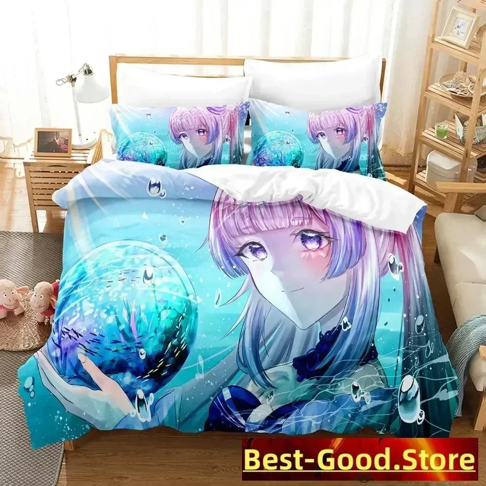 

2023 Genshin Impact Sangonomiya Kokomi Bedding Set Duvet Cover Sheet Printed Pillowcase Full Queen King Size Comforter Bedroom