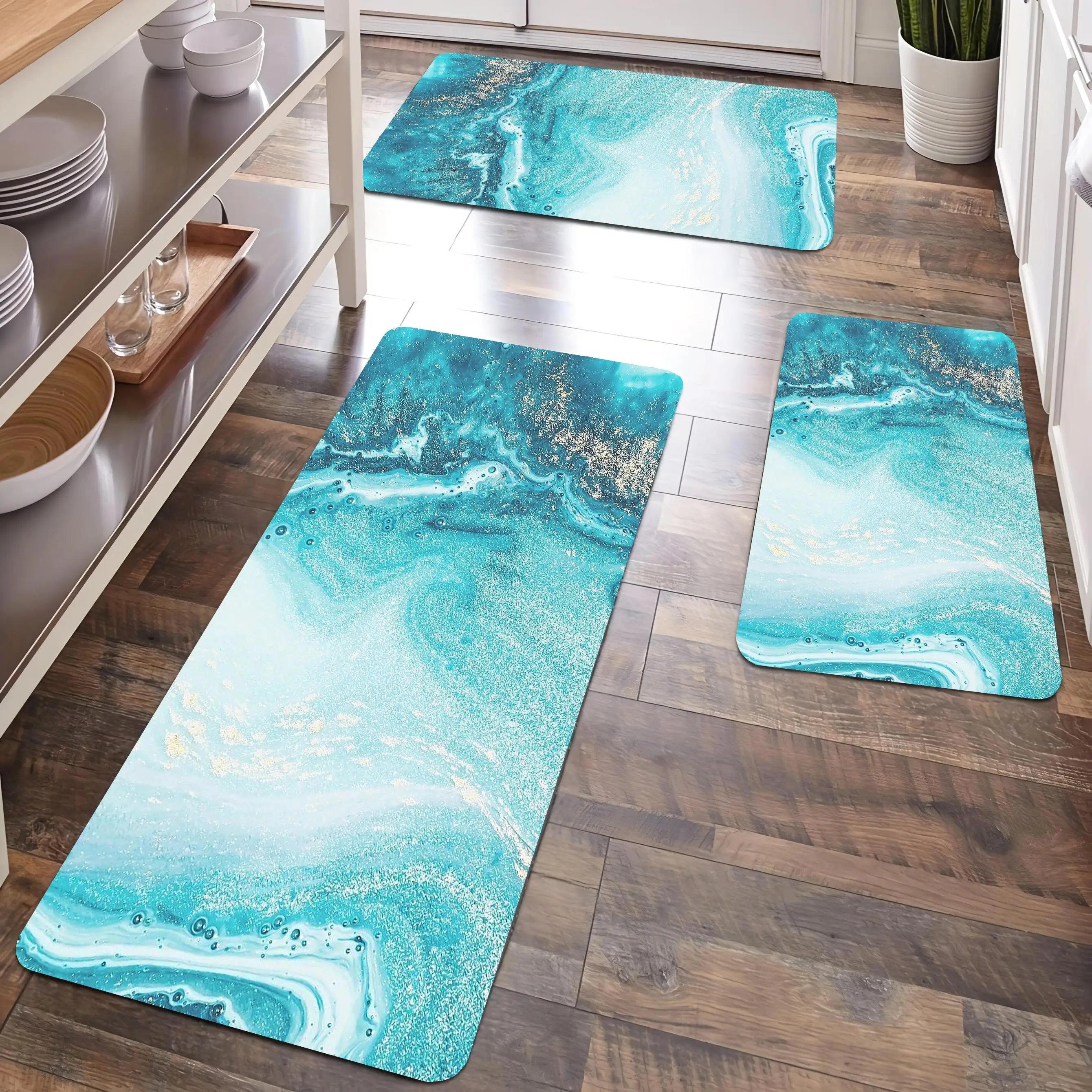 

Light Blue Marble Texture Carpets Flannel Anti-slip Bathroom accessories for Living Room Doormat Entrance Foot Mat Home Decorate