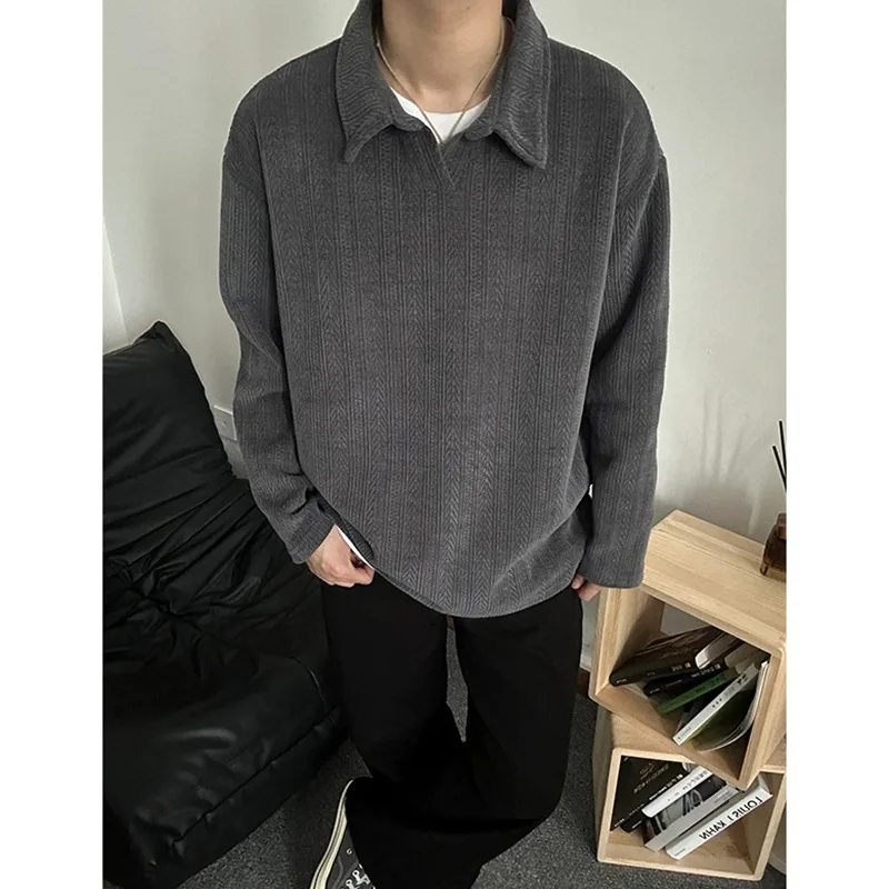 

2025 old money style wheat ear pattern long-sleeved men's autumn casual loose lazy style V-neck top