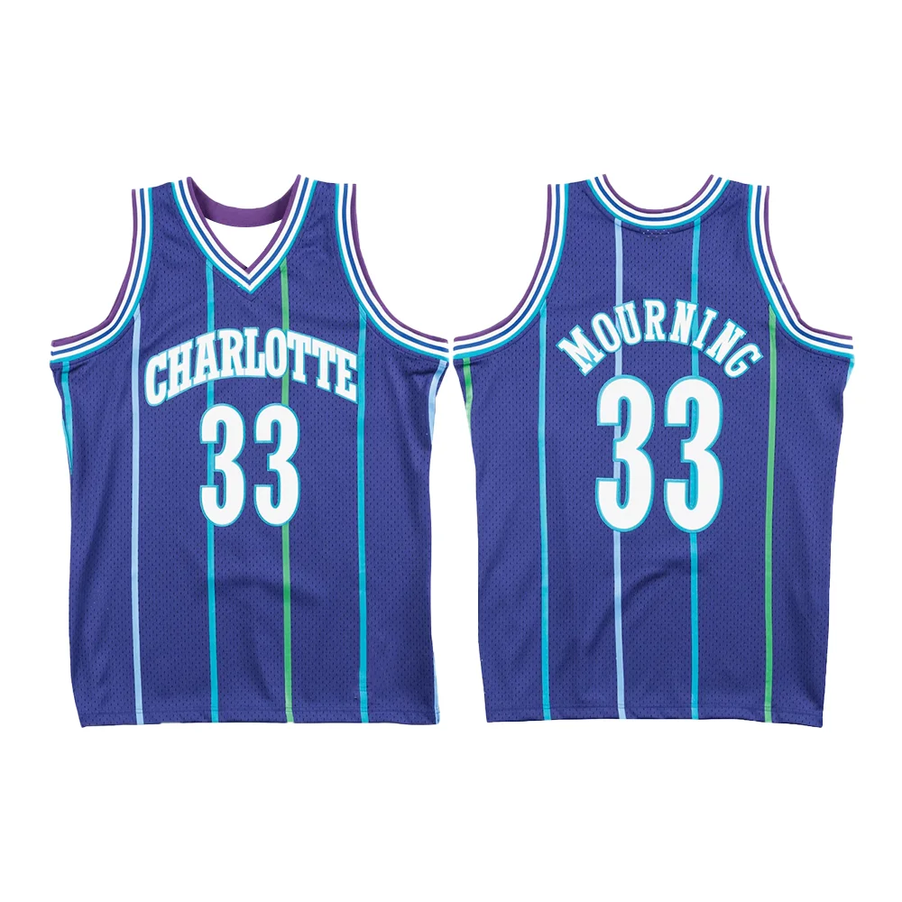 American Men's Basketball Jersey Retro Classic Jersey 1994/95 Version Charlotte No. 33 Alonzo Mourning Classic Jersey