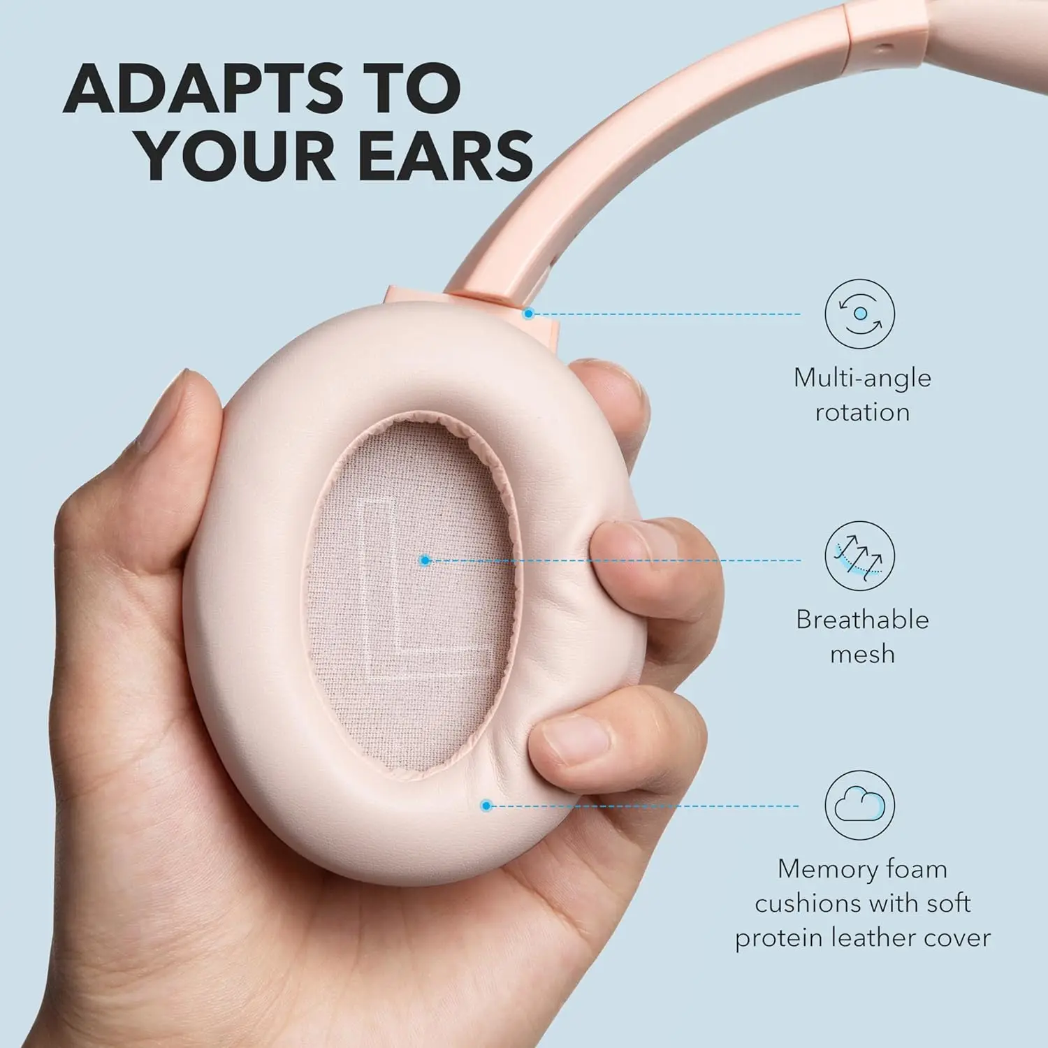 Soundcore Anker Life Q20 Hybrid Active Noise Cancelling, Wireless Over Ear Bluetooth Headphones, 60H Playtime  (Refurbished) - view 5