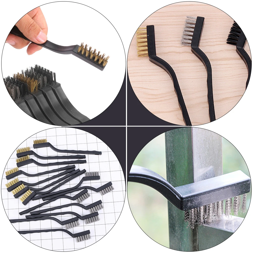 

12pcs Cleaning Copper Wire Brush Mini Formula Scratch Stainless Steel Rust Motor Door Window Brushes Tool for Machinery