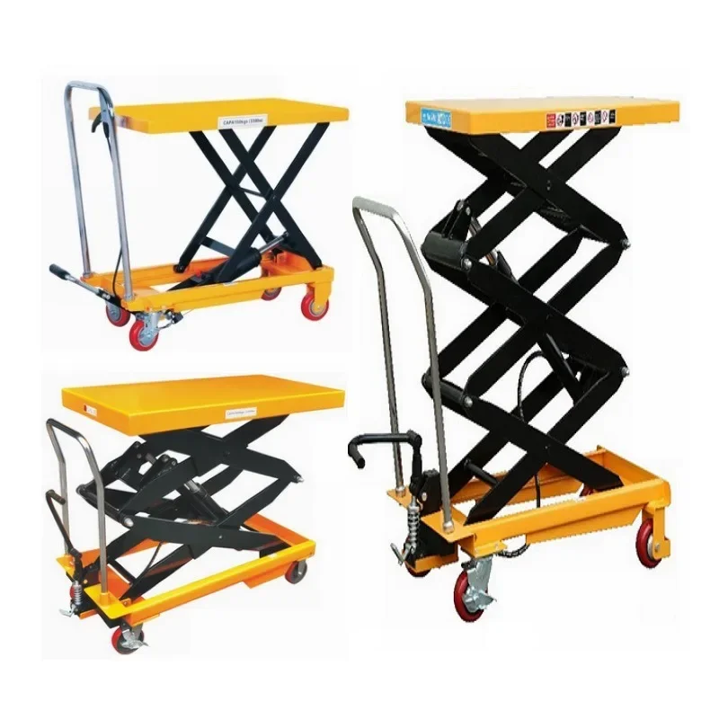 Hand push foot operated hydraulic lifting platform car Manual mold lifting platform car Mobile flat lifting car