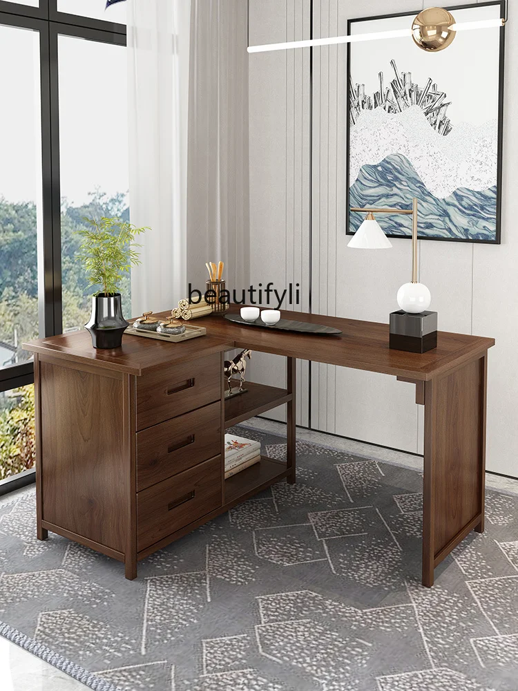 Log Solid Wood Desk New Chinese Style Home Computer Desk Zen Calligraphy Painting Table