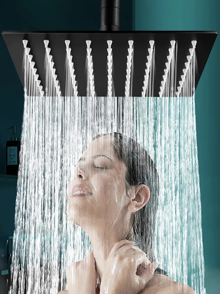 

8" 10" 12" Black Silver Golden Stainless Steel Pressure Boosting Waterfall Shower Head High Pressure Large Flow Bathroom Shower