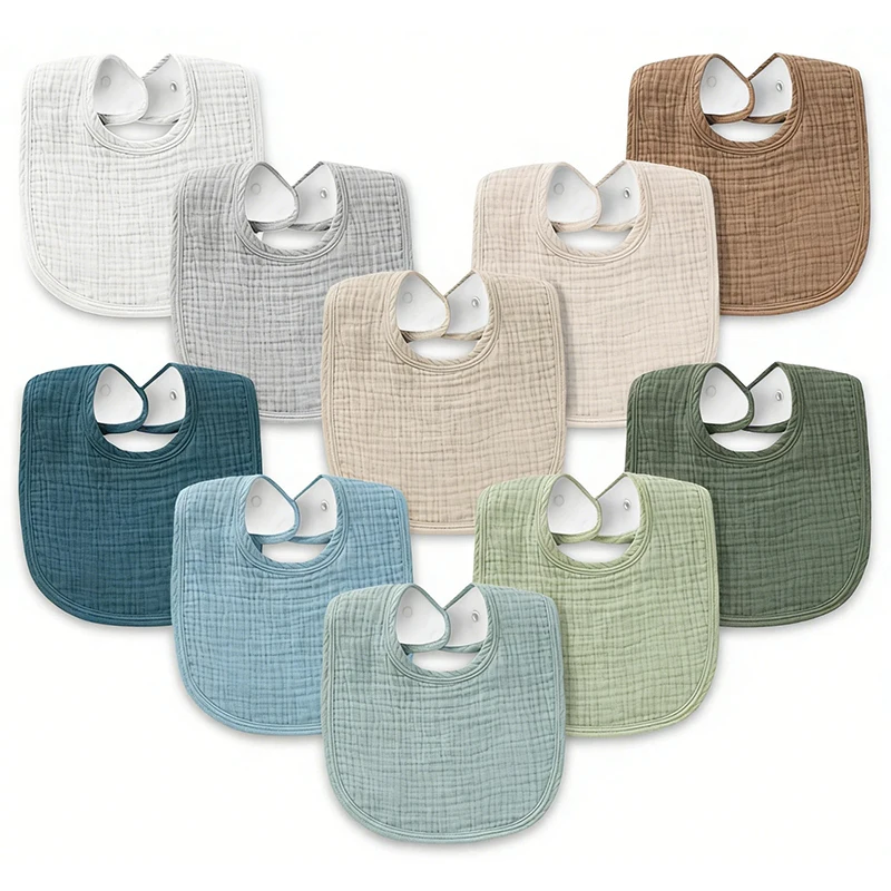 Muslin Baby Bibs Soft Cotton Burp Cloth for Teething and Drooling Unisex Boys Girls Infant Drool Bibs