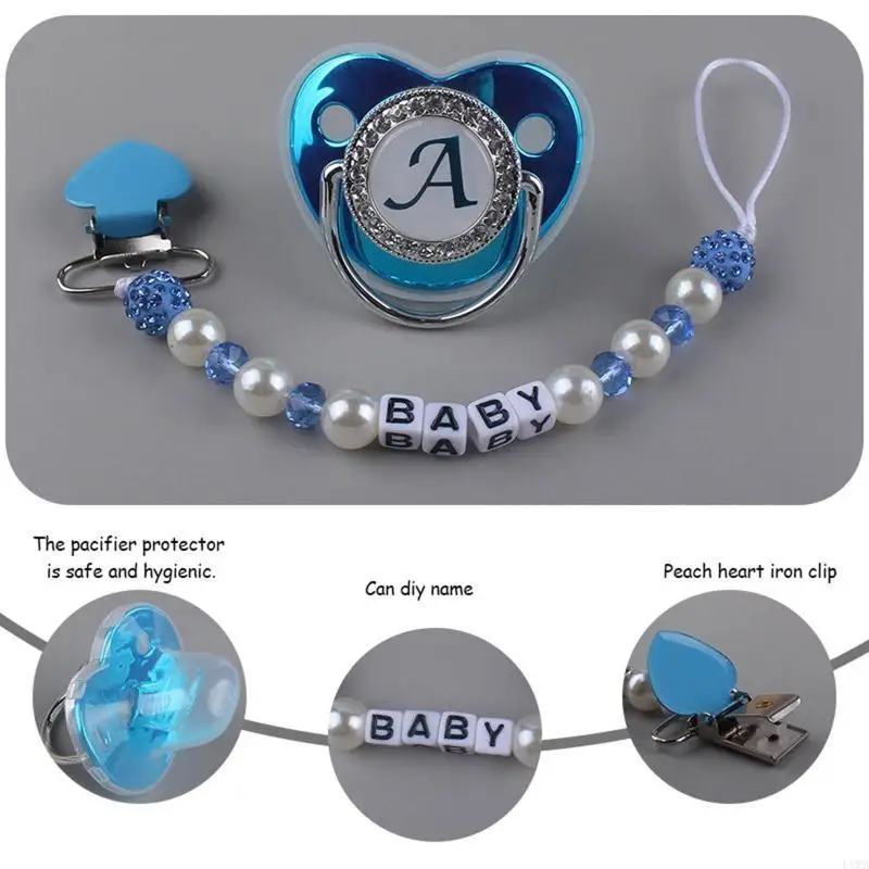 الطفل سيليكون الحلمة مصاصة سلسلة كليب كريستال الراين مصاصة عضاضة L8RB #4