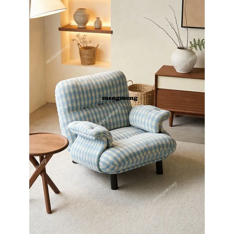 

Sky blue sofa chair single sofa casual single chair design plaid chair