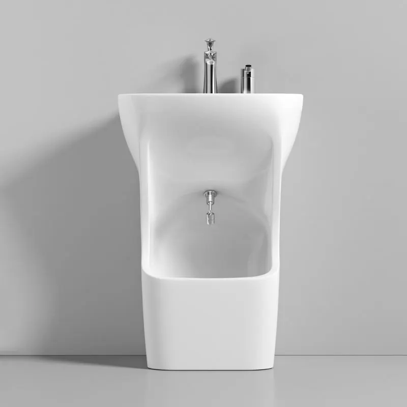 Modern new design ceramic foot wash basin white integrated independent bathroom sink