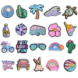 Verão Viagem Sapato Encantos para Crocs, Acessórios, Tamancos, Bolha Slides, DIY Decoração de Sapato, Fivela Pin, Presentes Do Partido