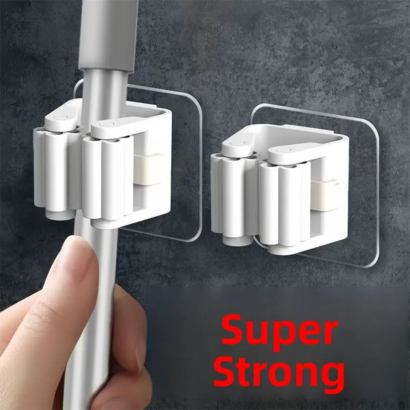 Wall-Mounted Broom And Mop Holder No Drilling Required Bathroom Storage Hook Practical Design for Balcony And Household Clean...