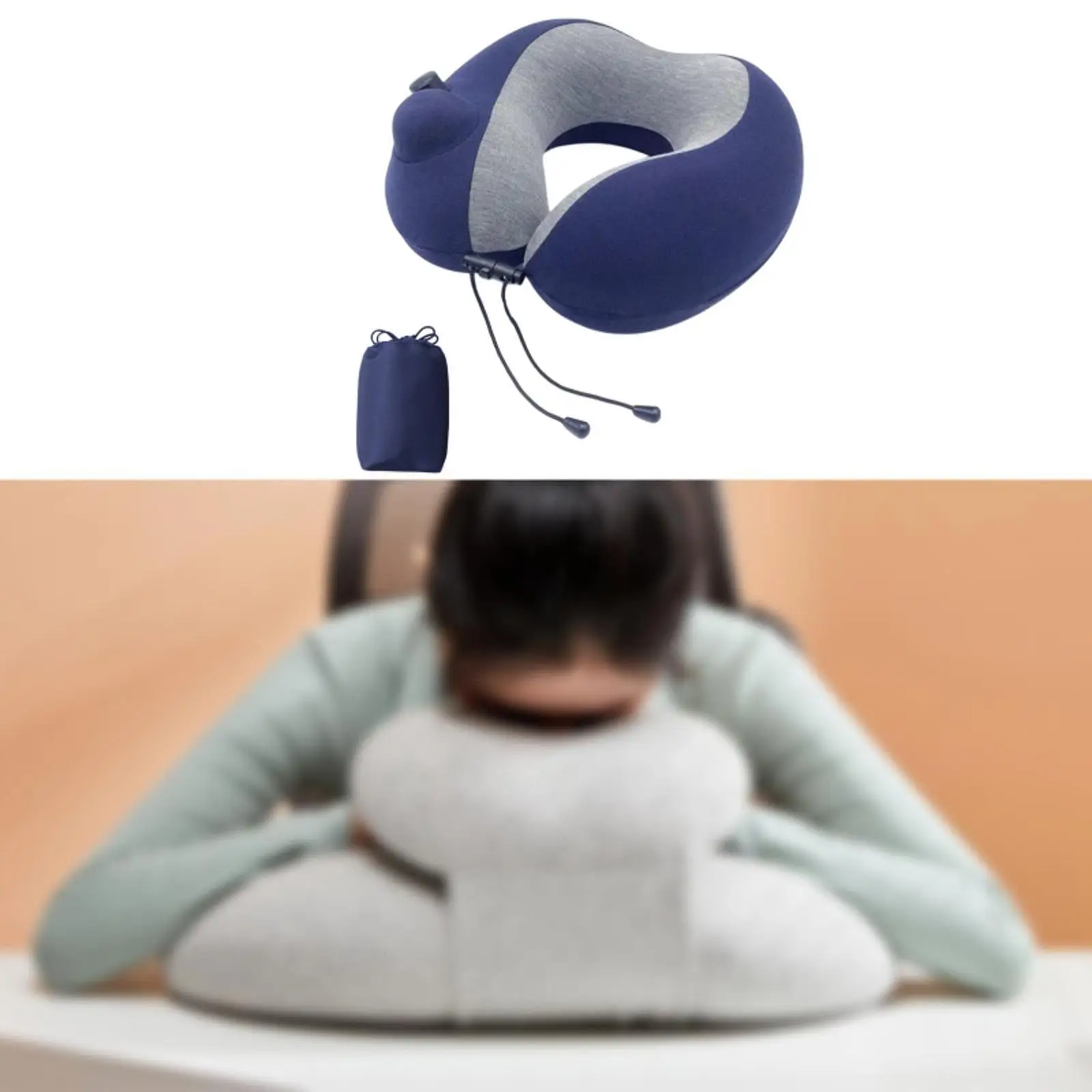 Inflatable Airplane Travel Pillow Head Rest Pillow Portable Soft Breathable Driving Washable Cover for Train Car Take A Rest