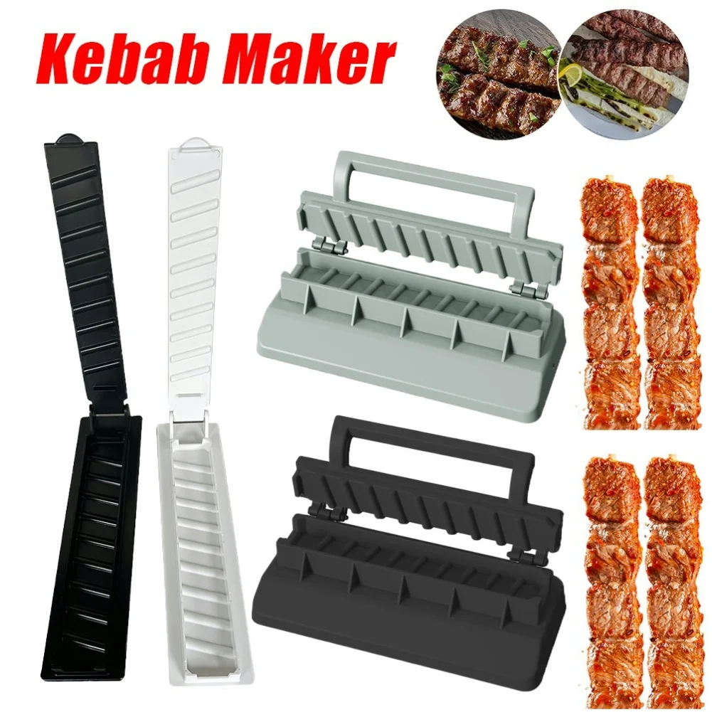 Turkey Kebab Maker Press Plastic Manual Kabob Mould Portable Reusable Barbecue Meat Skewer Machine BBQ Companion for Home Chefs