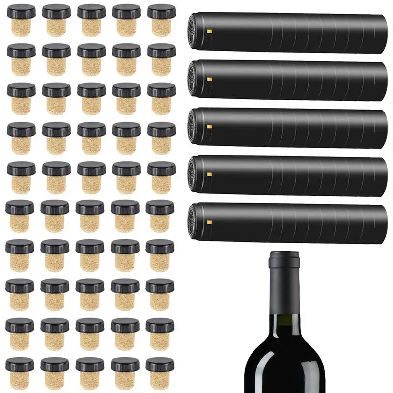 Wine Corks 100 PCS Black Pvc Heat Shrink Wine Bottle Shrink Caps Cruise Wine Bottle Sealer Kit  for Wine Bottle Cruise Ship