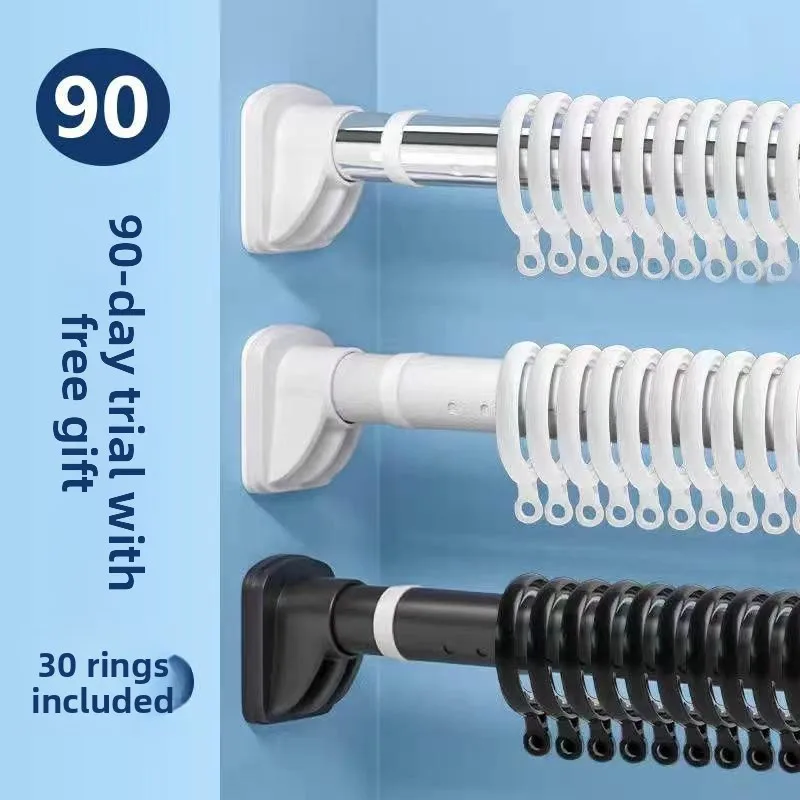Retractable No-Drilling Curtain Rod Balcony Curtain Track Bathroom Shower Roman Pole Bedroom Horizontal Bar Hanging Rod