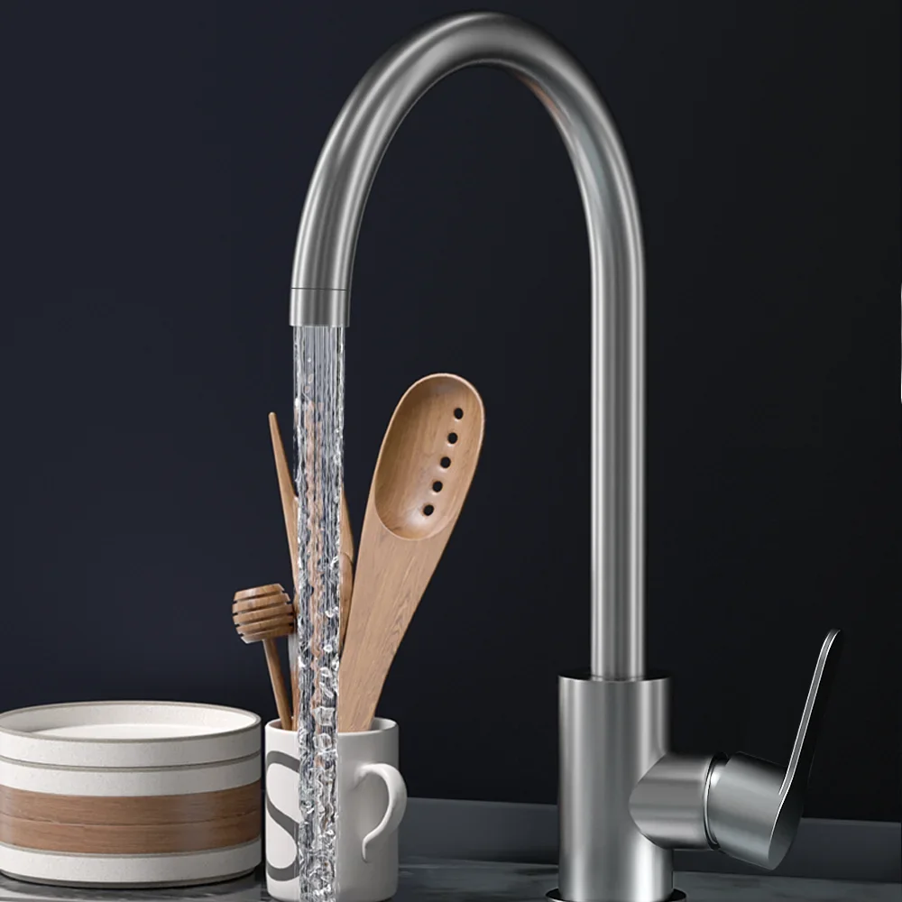 

Kitchen Sink Faucet Single Handle Hot Cold Stainless Steel Mixer Tap Deck Mounted Water Faucet for Vegetable Washer