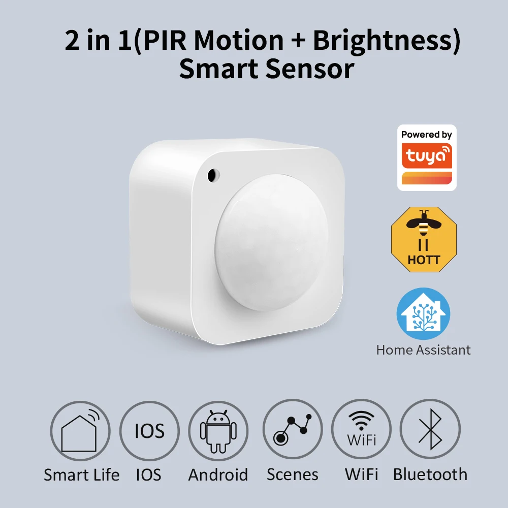 

tuya ZigBee 2in1 PIR Motion Brightness Smart Sensor Human Movement Detector Built-in Light Sensor Works with Home Assistant
