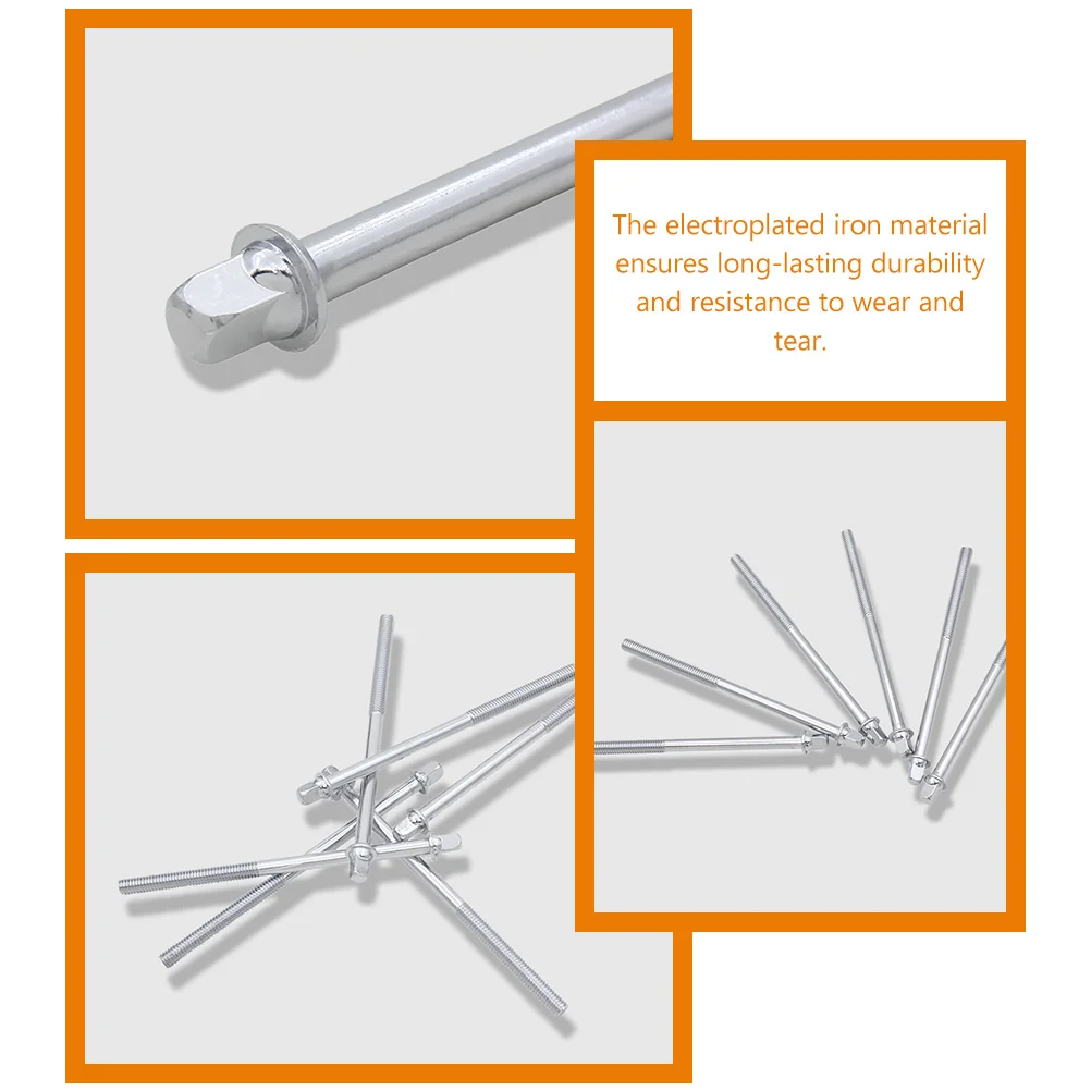 

6 Pcs Drum Lug Screws 11cm Electroplated Iron Jazz Snare Tension Rods Hardware Accessories Percussion Instruments