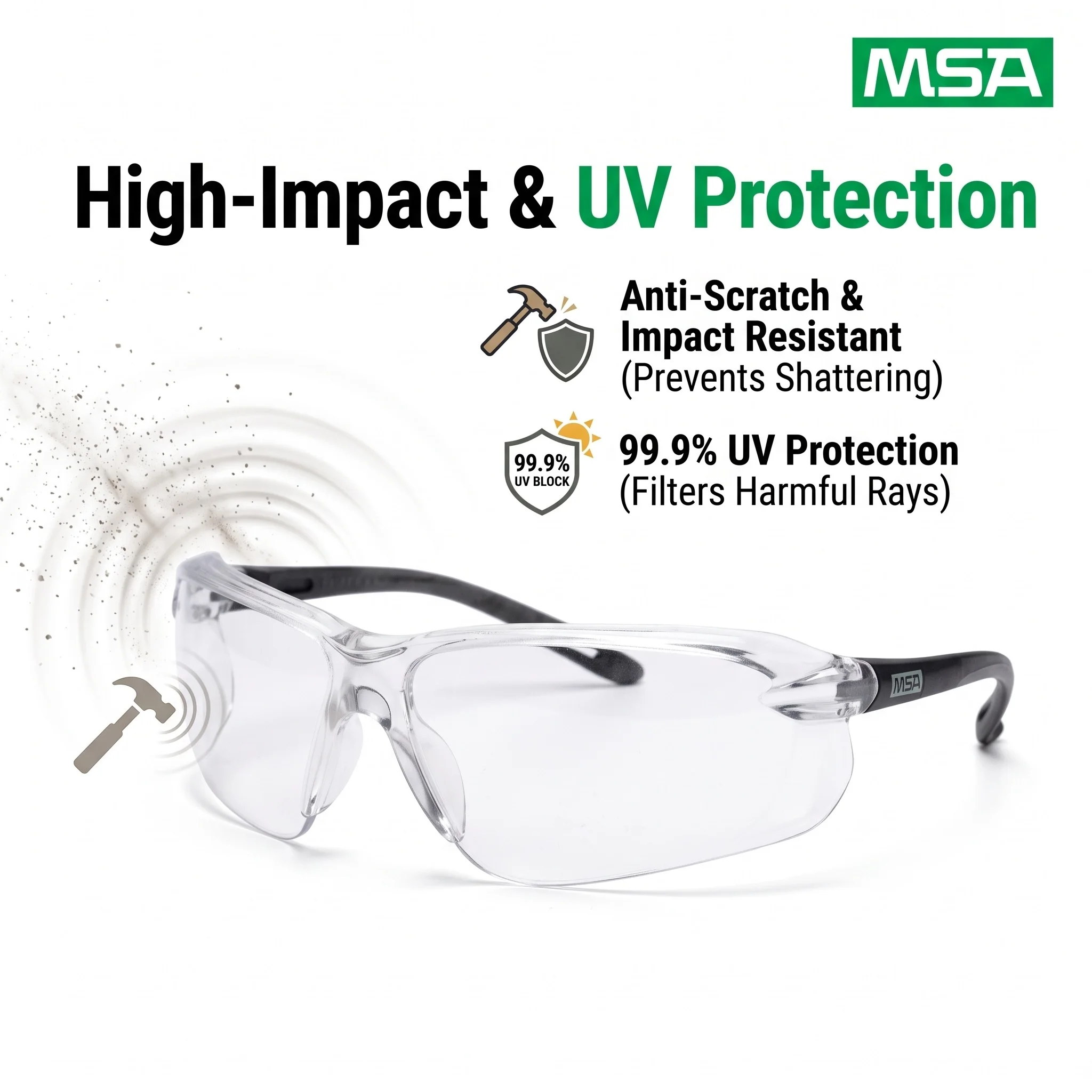 MSA 10167732 Safety Glasses for Work Clear Anti Fog UV Protection Protective Eyewear Goggles Lentes de Seguridad Industrial