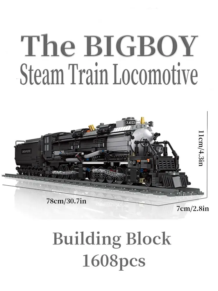 

1608 Pcs Big Set BIGBOY Locomotive Model Building Block Display Set Boy Girls Gift Educational Emulational Diy Train Set