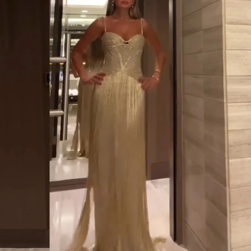 Robe élégante à bretelles dénudées pour femmes, tenue de Banquet, président, à la mode, avec franges à paillettes, Slim, pour Cocktail, nouvelle collection 2026
