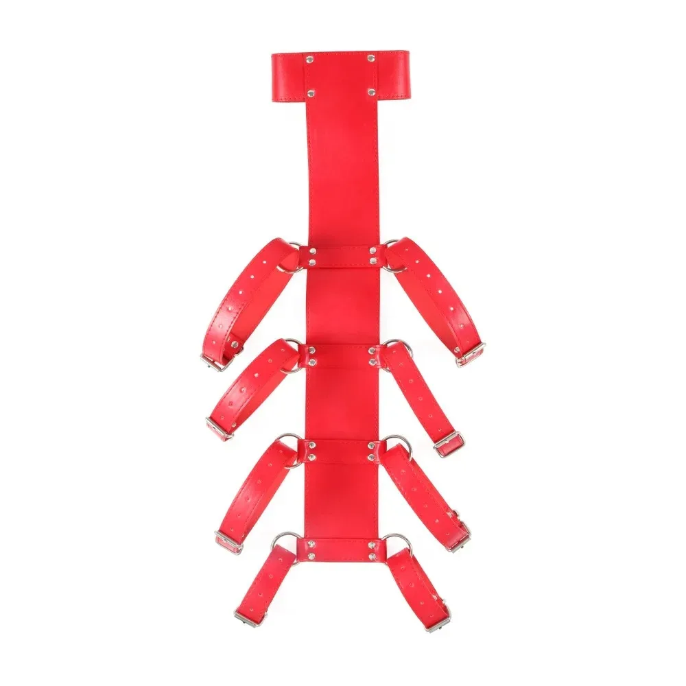 Adjustable PU Leather Bondage Harness for Adult Couples Body Restraint Straps with Back Arm Binder Intimate Role Play Accessory