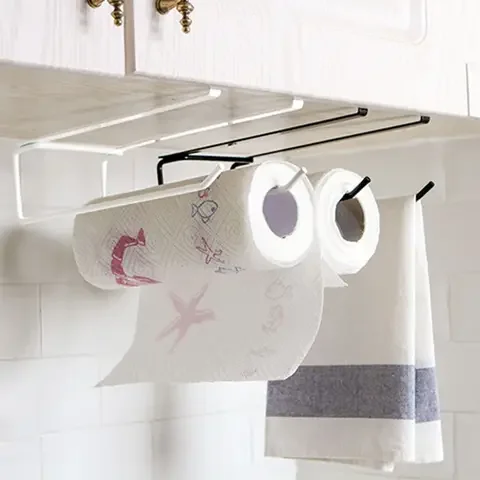 

Closet Kitchen Mug Cup Paper Towel Tissue Roll Rack Bathroom Toilet Paper Iron Holder SupportNo Drilling