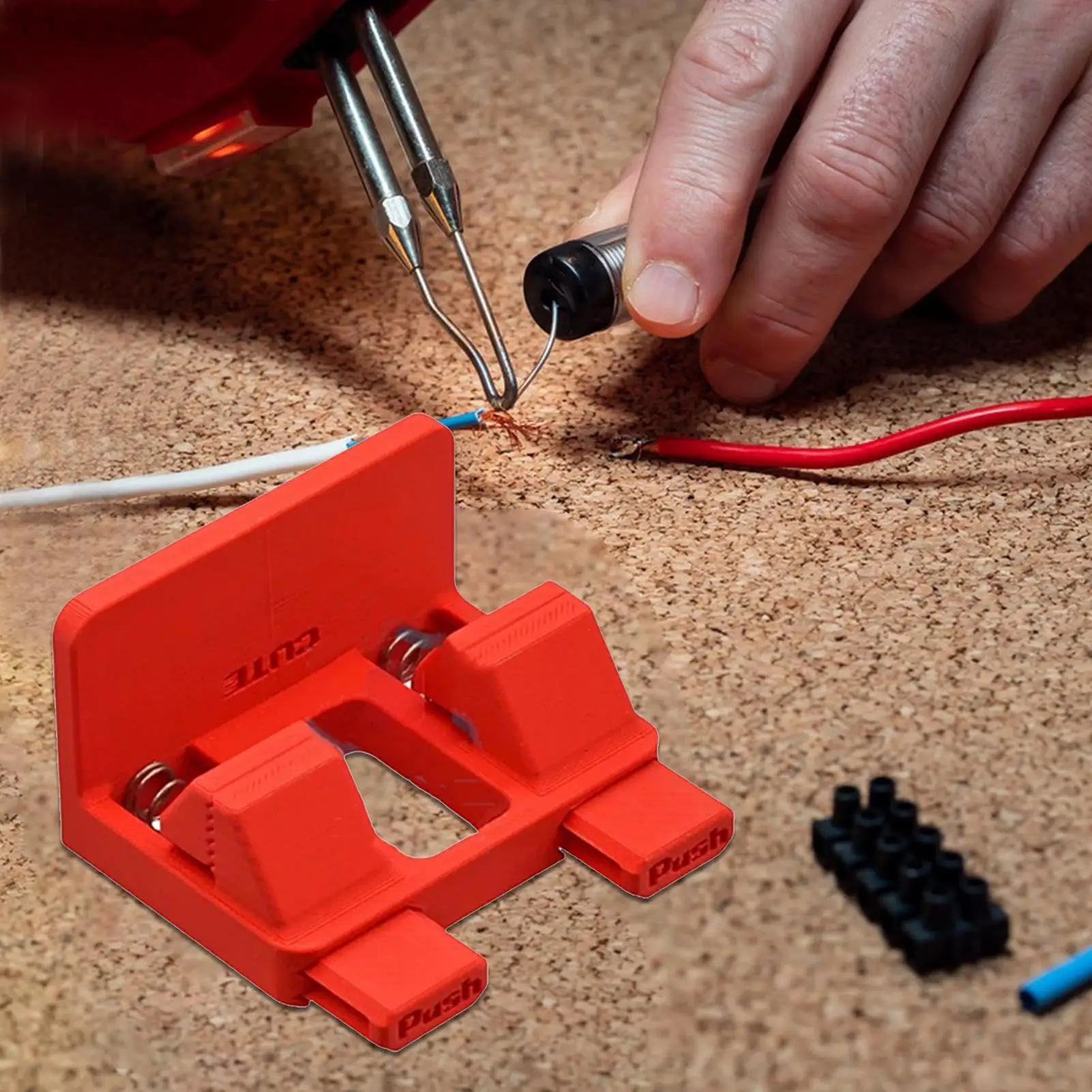 Supporto per filo per saldatura Strumento per morsetto per saldatura per filo elettrico Morsetto per saldatura portatile per l'assemblaggio del cablaggio MIG di saldatura