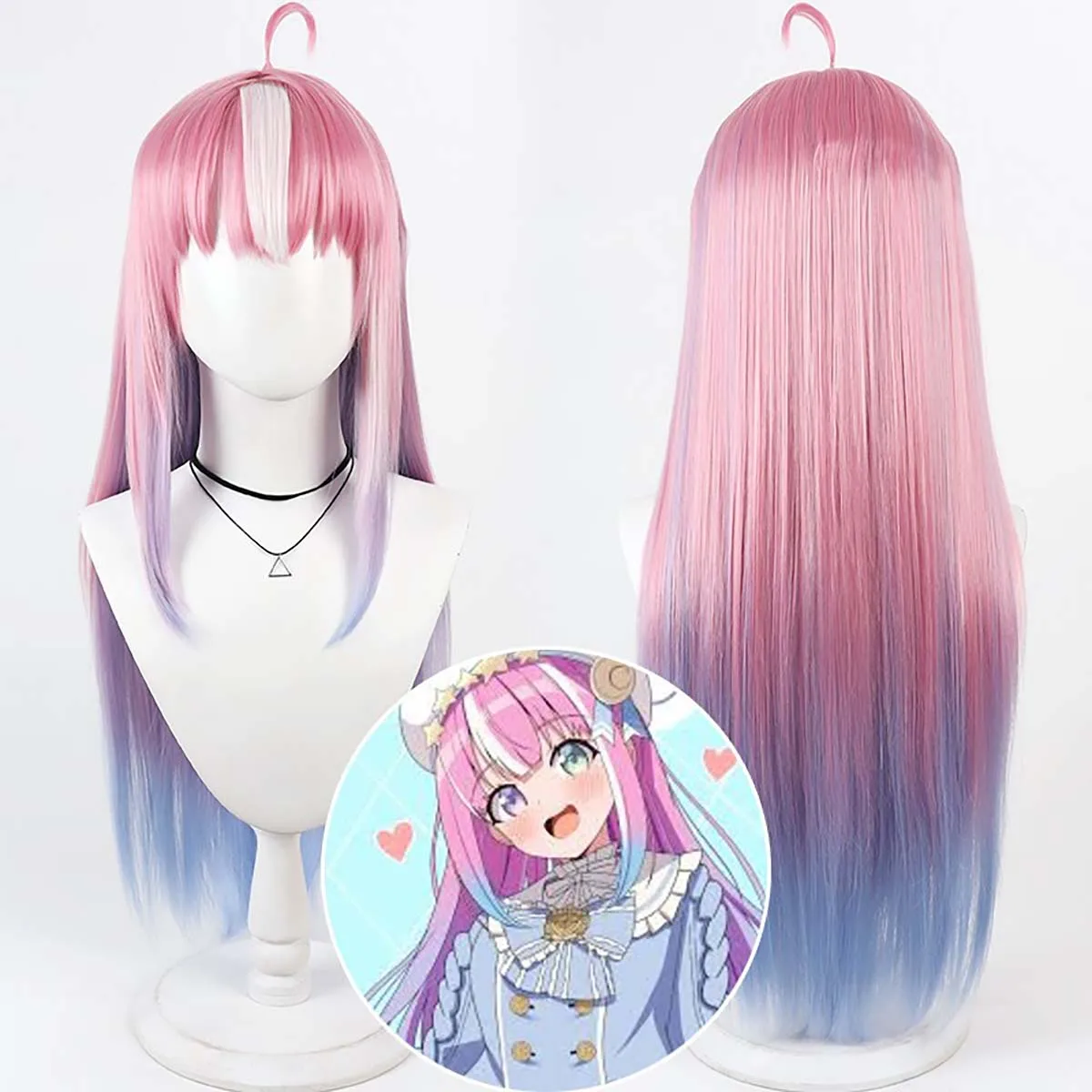 

Women Hololive YouTuber VTuber Himemori Luna Cosplay Pink Blue Heat Resistant Synthetic Hair Wig