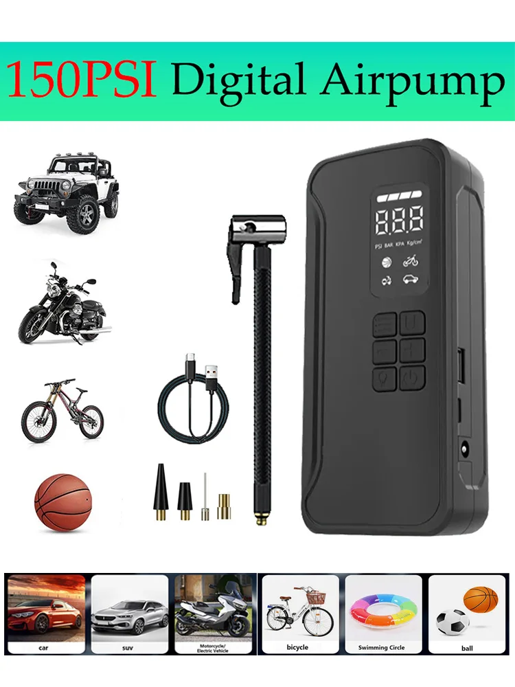 AliExpress Toptrek 150PSI Portable Bike Electric Air Pump With Digital Pressure Fast New Rechargeable Compressor Tire Inflator For Car Motorcycle