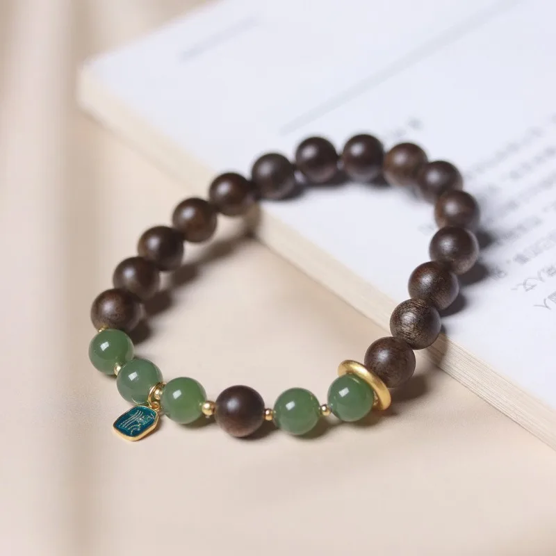Feng Shui Agarwood Bracelet Natural Sinking Grade Brunei Material DIY Beaded Buddhist Prayer Beads for Luck Gifts