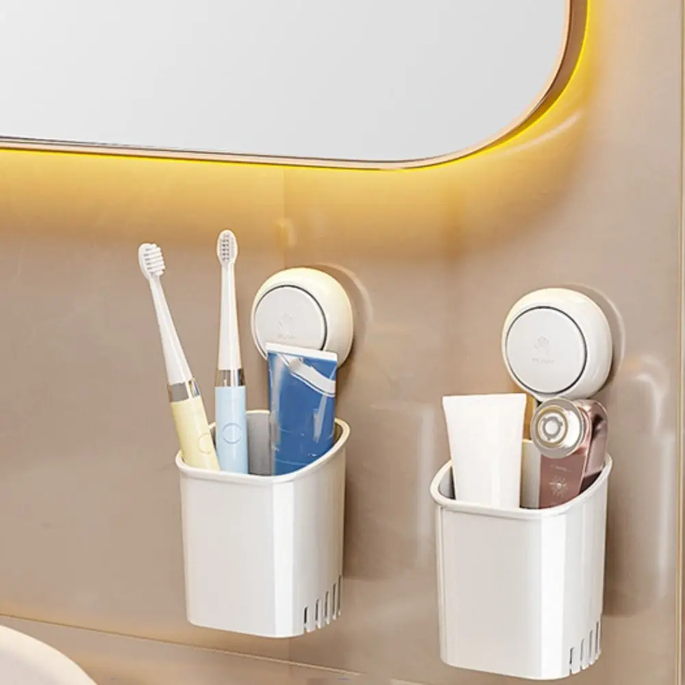 

2 шт., держатель для зубных щеток на присоске без сверления, настенный съемный держатель для зубной пасты, вентилируемый дренажный органайзер для ванной комнаты