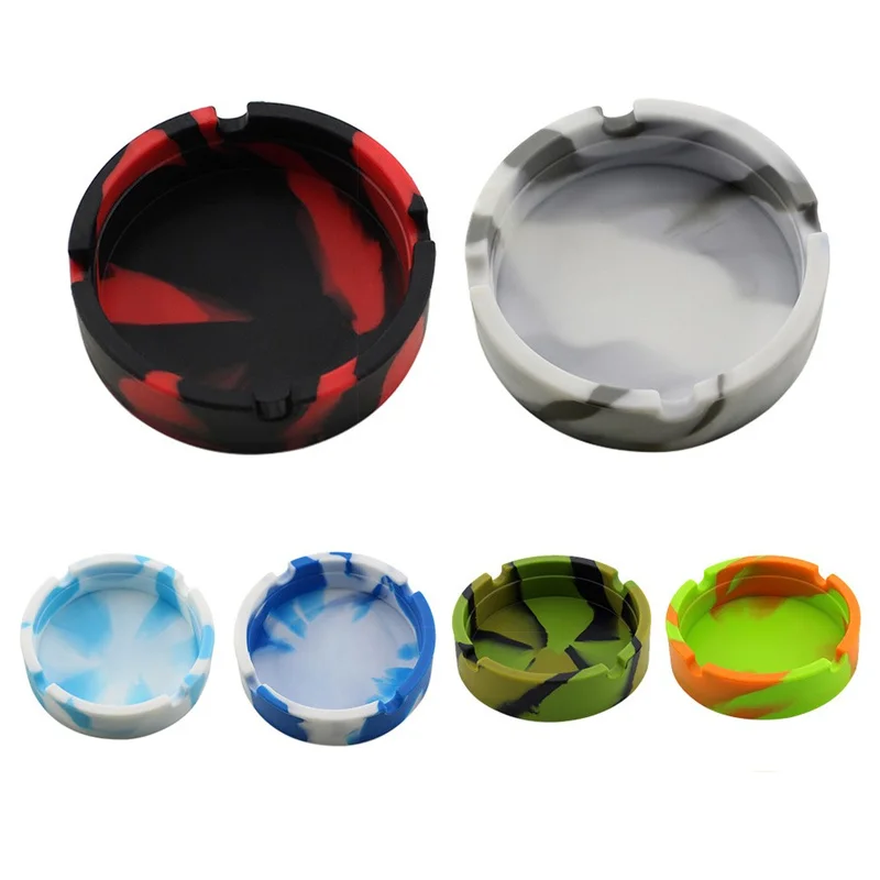 Creative Round Luminous Luminous Silicone Soft Ashtray Smoking Cigarette Cigar Weed Accessories Home Desk Accessories Ashtray