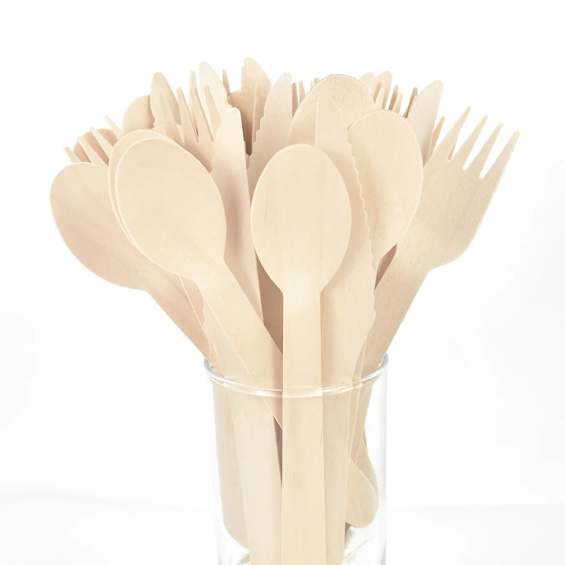 50Pcs Disposable Wooden Spoon Fork Knife Cutlery Set Rustic Wedding Birthday Party Tableware Decor Supplies Dessert Cake Scoop view 4