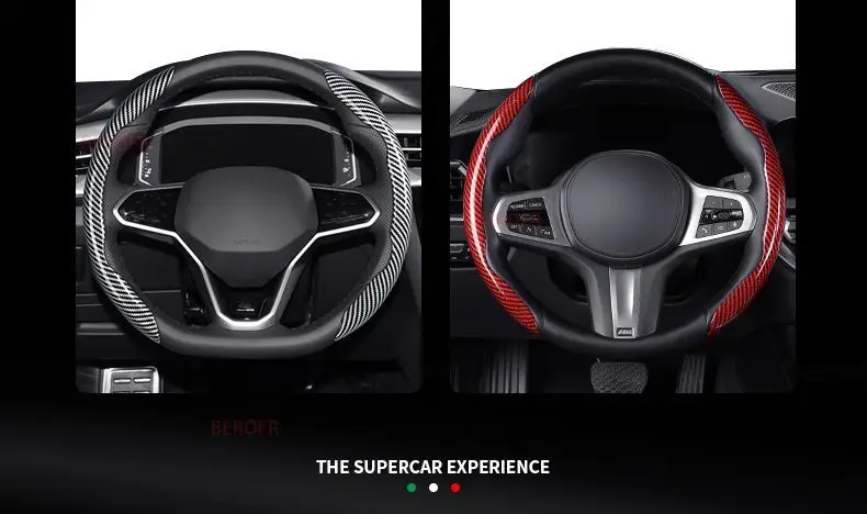 2PCS Laser Carbon Fiber Silicone Car Steering Wheel Cover Non-Slip For Infiniti Q50L QX50 QX60 Q60 Q60S QX70 Q30 Q80