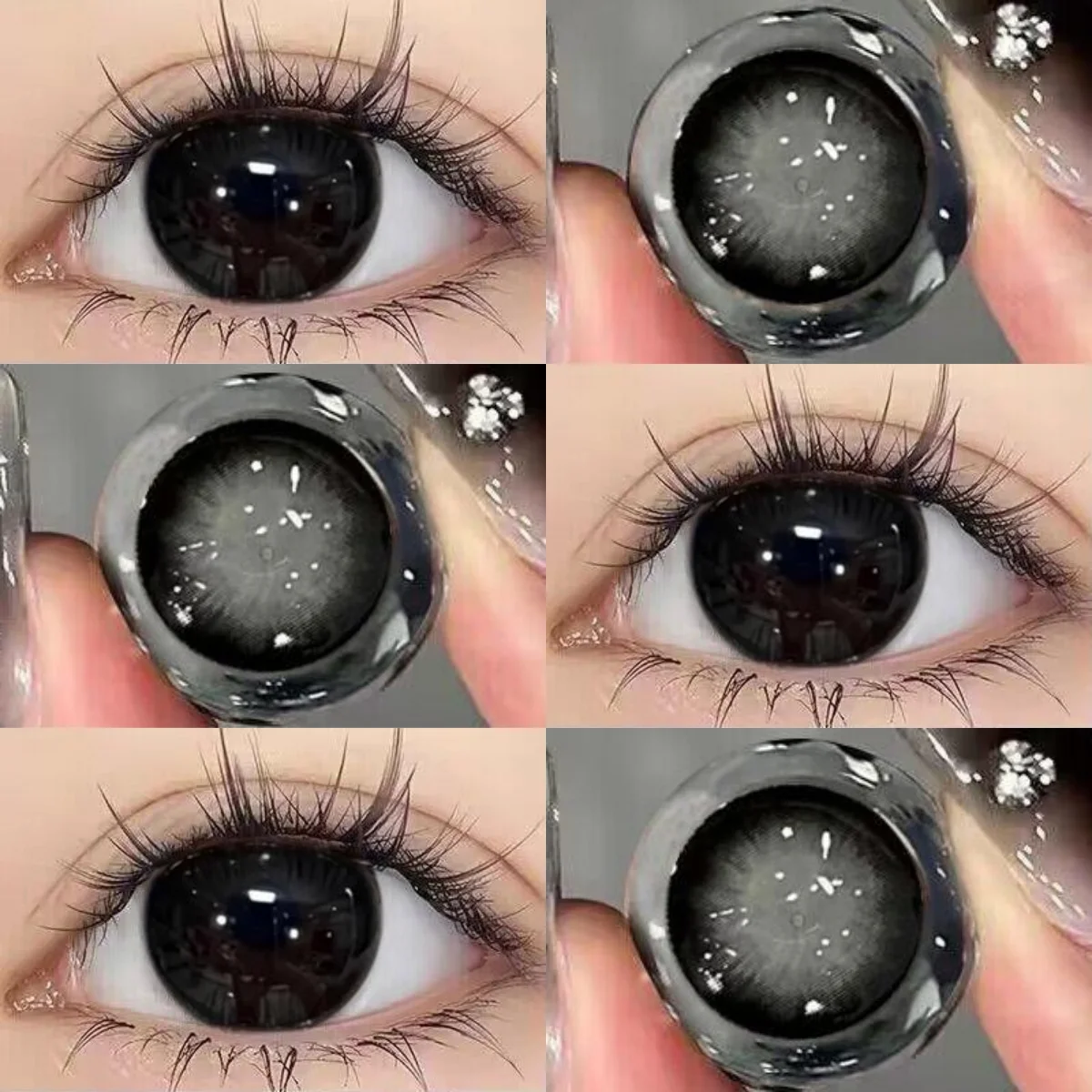 VISUASHOW natürliche schwarze farbige Kontaktlinsen 1 Paar 14,2 mm halbjährig weich für tägliches Augen Make-up – Detail 7