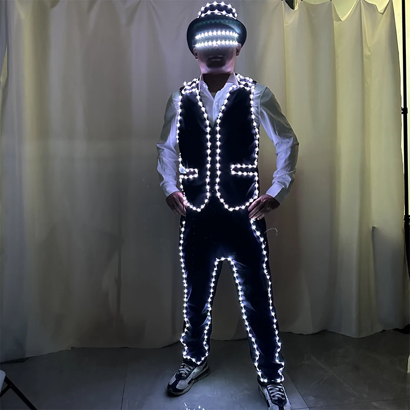 

Светодиодные брюки, костюм, светящиеся лазерные фонари, брюки, сценическое танцевальное представление, платье для ночного клуба, светящаяся в темноте одежда для ночного шоу