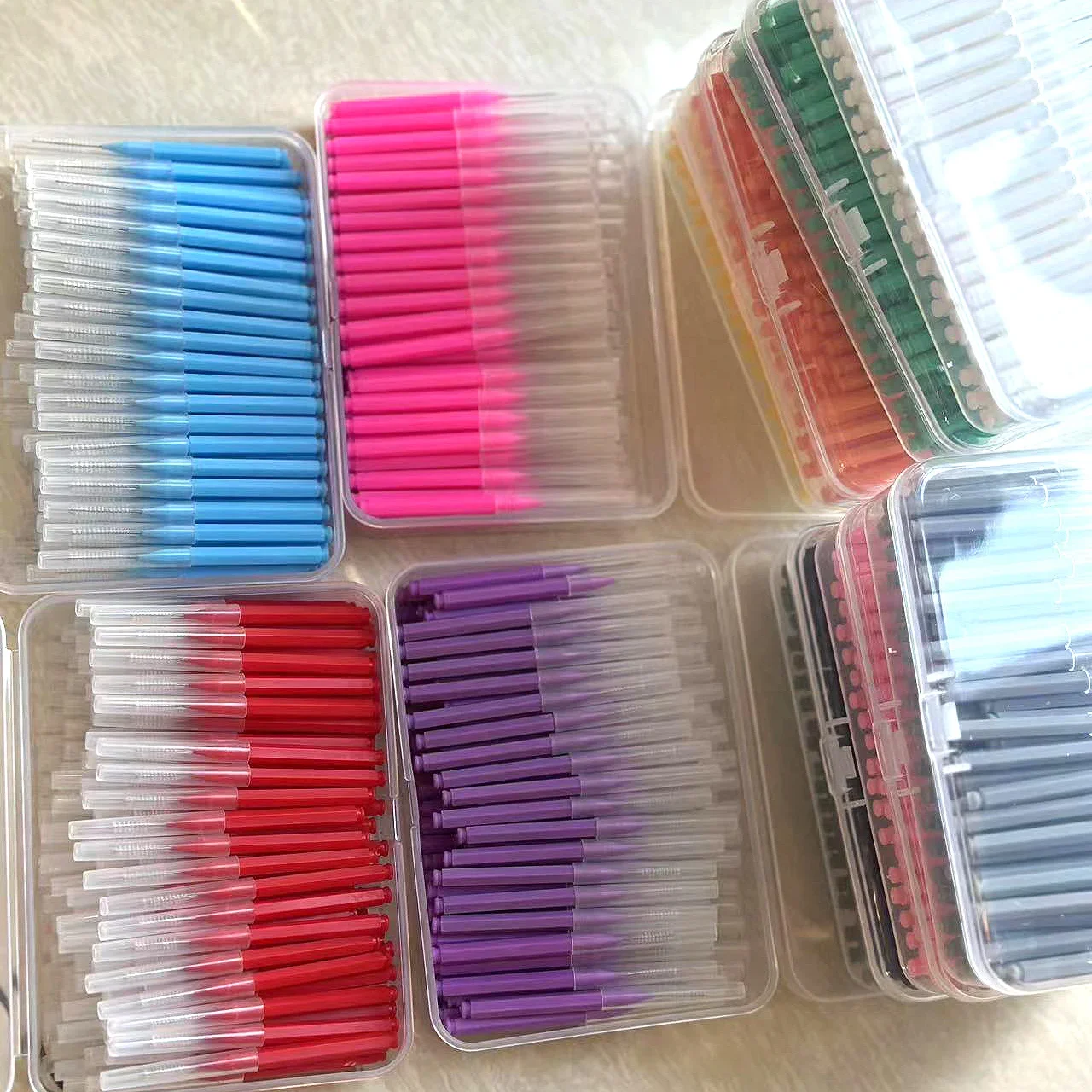 100 Pcs/Box Interdental brush 0.6-1.5Mm Cleaning Between Teeth Oral Care Orthodontic I Shape Tooth Floss I-type push pull