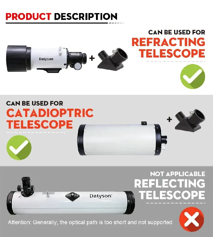 Datyson 0,965" bis 1,25" 90 ° Diagonaler Adapter als Teleskopzubehör für die Sternenbeobachtung – Detail 4