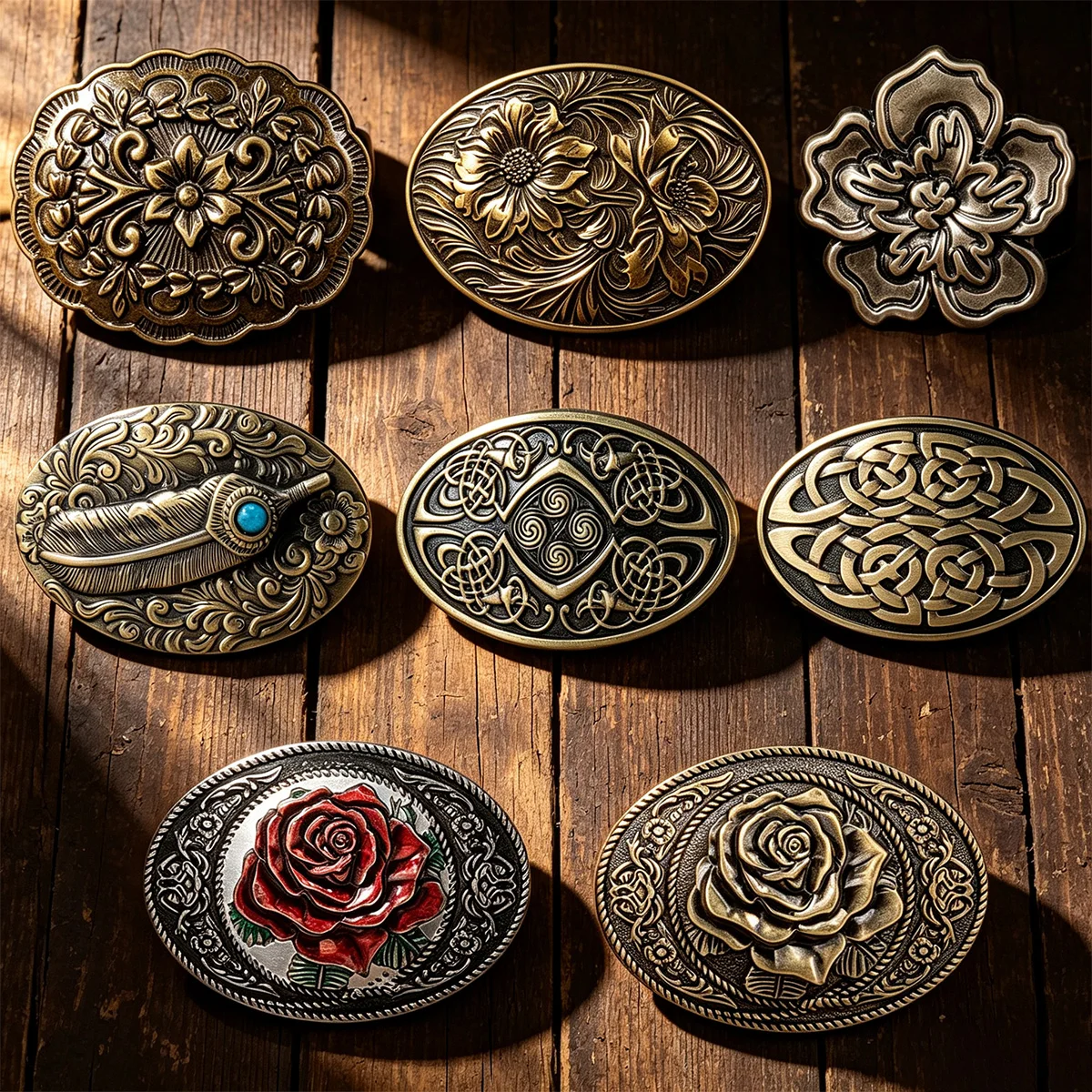 Buckleclub zinc alloy retro Rose flower belt buckle for 3.6cm-4cm width belt Elegant Women's Belt Western Cowboy Buckle