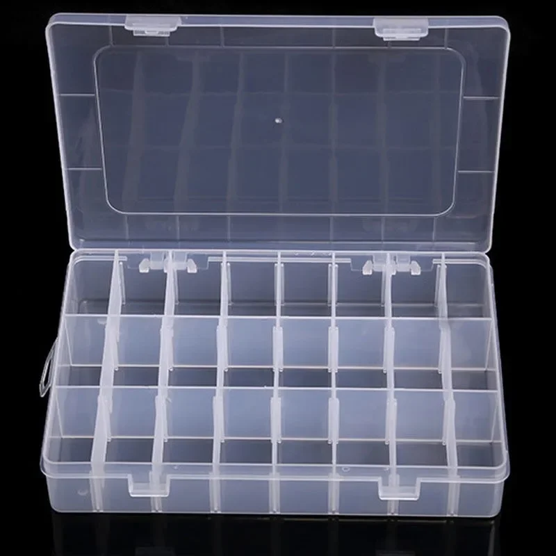 Caja Organizadora de plástico transparente, Organizador de 10/15/24 rejillas para guardar cuentas de joyería, pastillas y tornillos