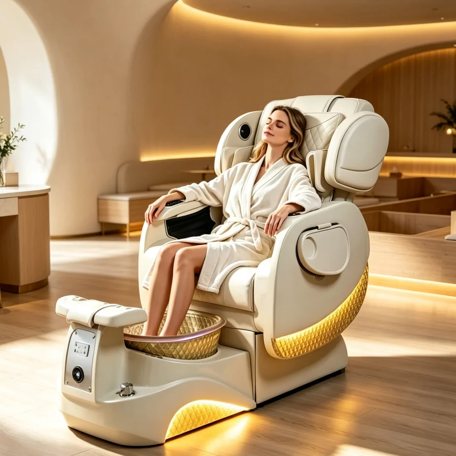 Big Size Fashion Factory Direct Sell Massage Pedicure Chair Nail Chair With Washing Foot Spa Basin