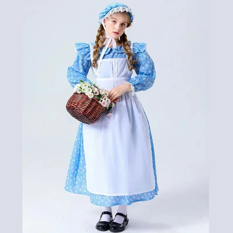 Cosplay per bambini Abito da bambina che vende fiammiferi Costume da palcoscenico coloniale per ragazza Costume da peregrino della prateria